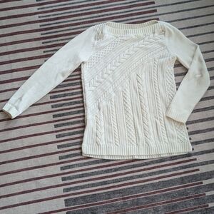 Talbots Cream Textured Knit Sweater